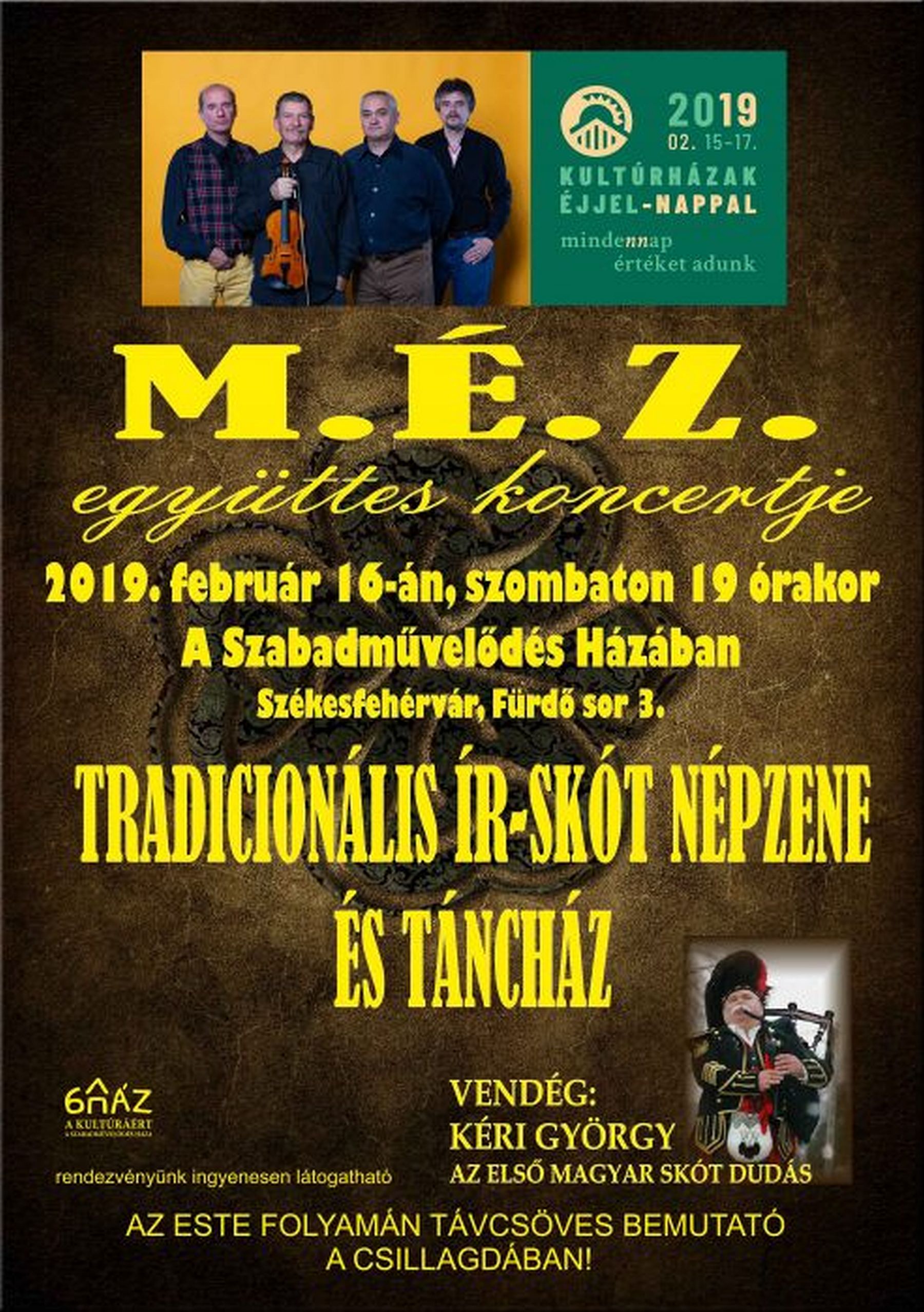 Hagyományos ír-skót népzenei koncert, táncház és távcsöves bemutató szombaton